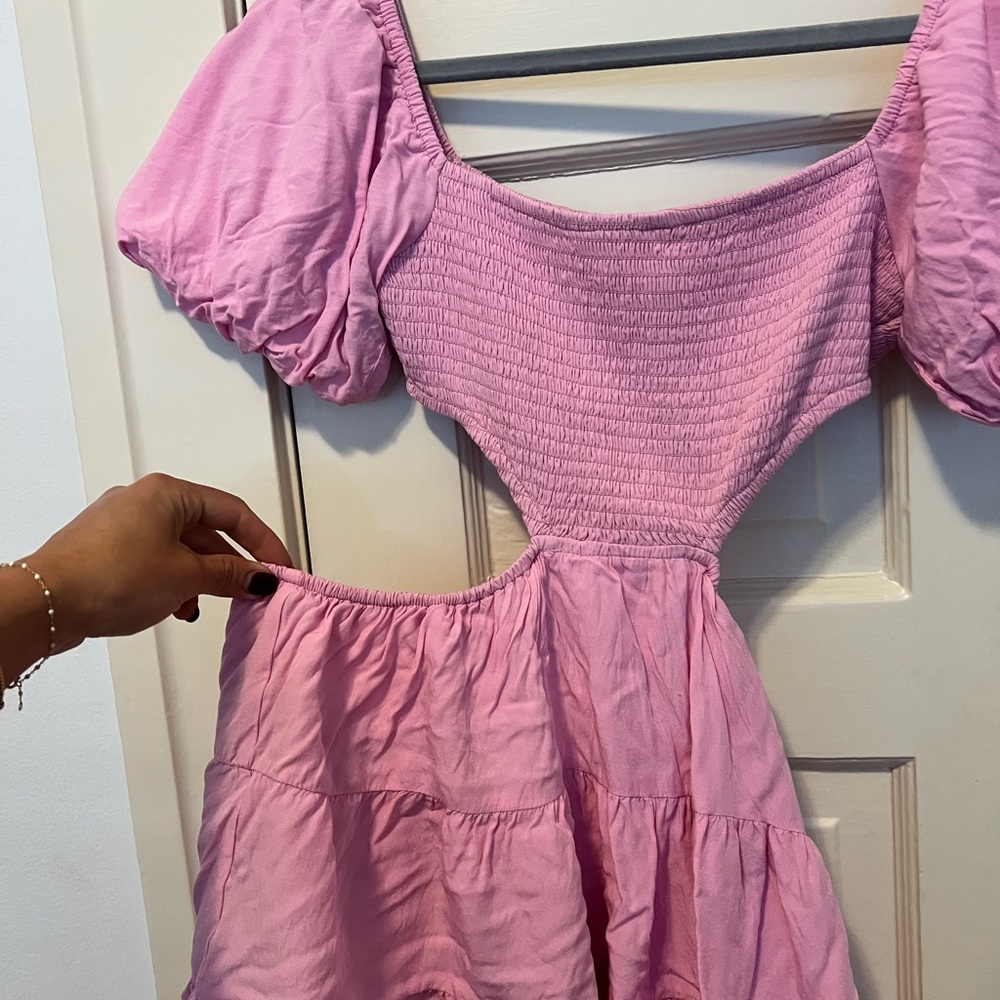 Pink Puff Sleeve Dress